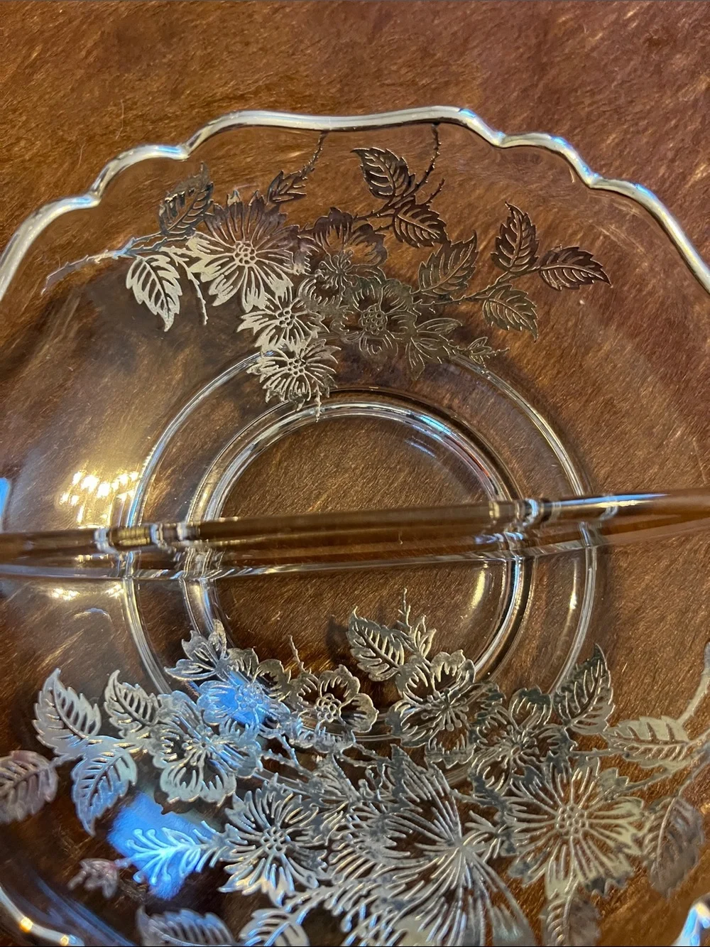 Vintage SIlver City Flanders Floral Divided 6 1/2 Bowl Elegant Crystal Bowl